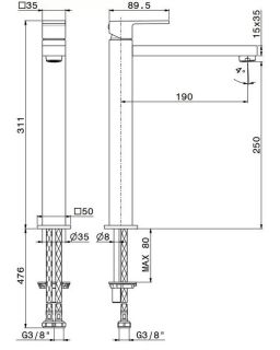 Смеситель для раковины Kerama Marazzi Futura 66419KM.01.093 чёрный матовый